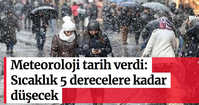 İstanbul'da sıcaklık 5 derecelere kadar düşecek