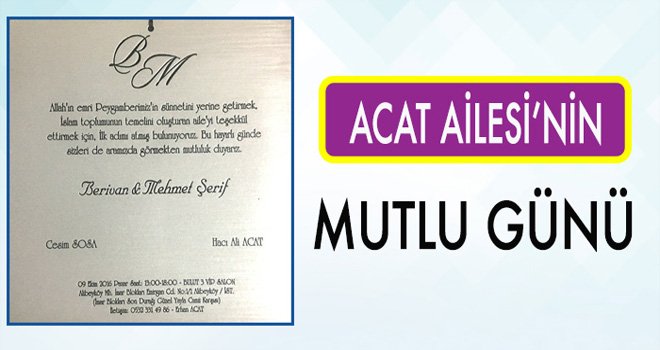 ACAT AİLESİ'NİN MUTLU GÜNÜ