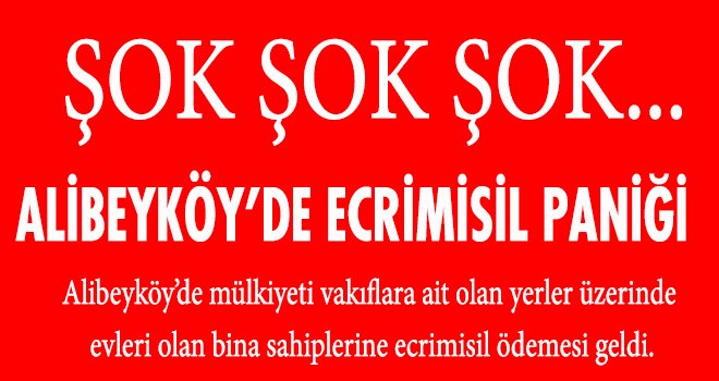 ALİBEYKÖY’DE ECRİMİSİL PANİĞİ