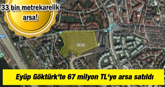 Eyüp Göktürk'te 67 milyon TL'ye arsa satıldı