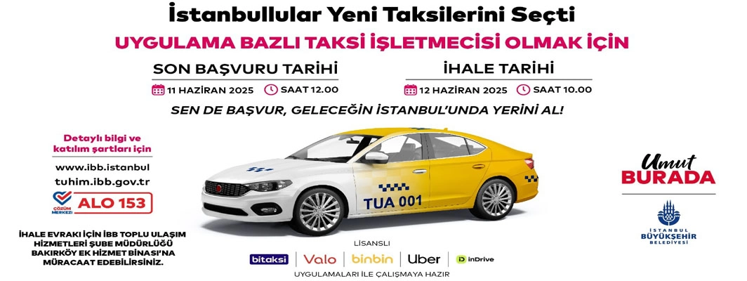 150 YENİ TAKSİ PLAKASI İHALESİ İÇİN SON BAŞVURU 11 HAZİRAN