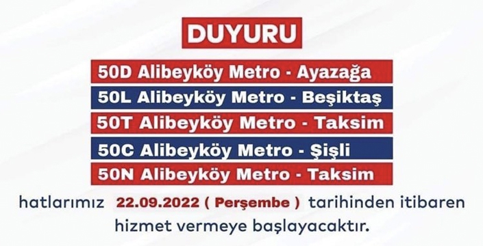 İETT'DEN ALİBEYKÖY'E BEŞ YENİ OTOBÜS HATTI